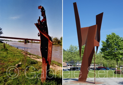 zwei Mahnmale:: Varvarin in Serbien, rechts Guernica in Spanien 