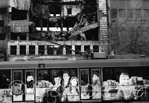 März 2014 im Zentrum von Belgrad, Kriegsschäden von 1999